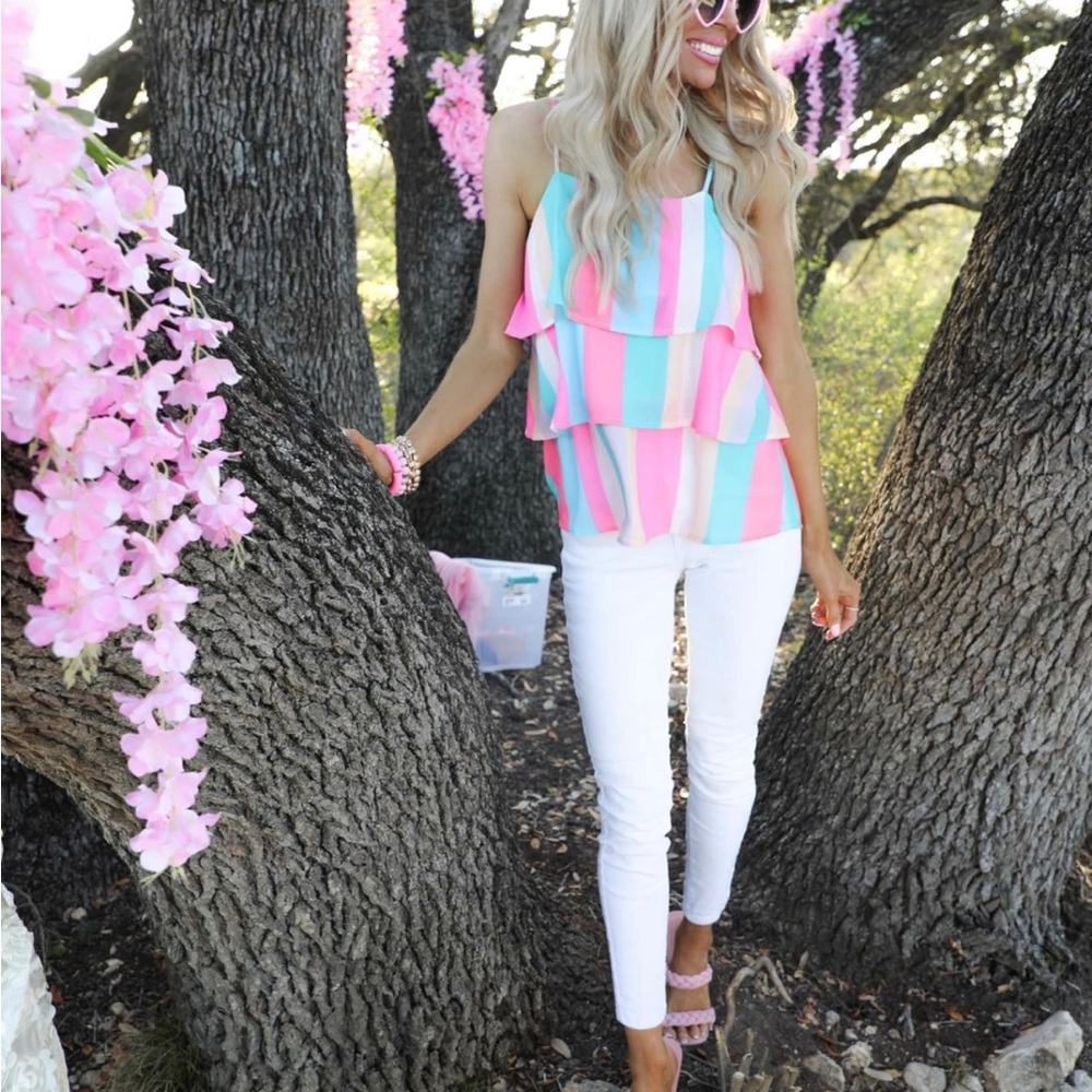 BiBi bright pastel striped top